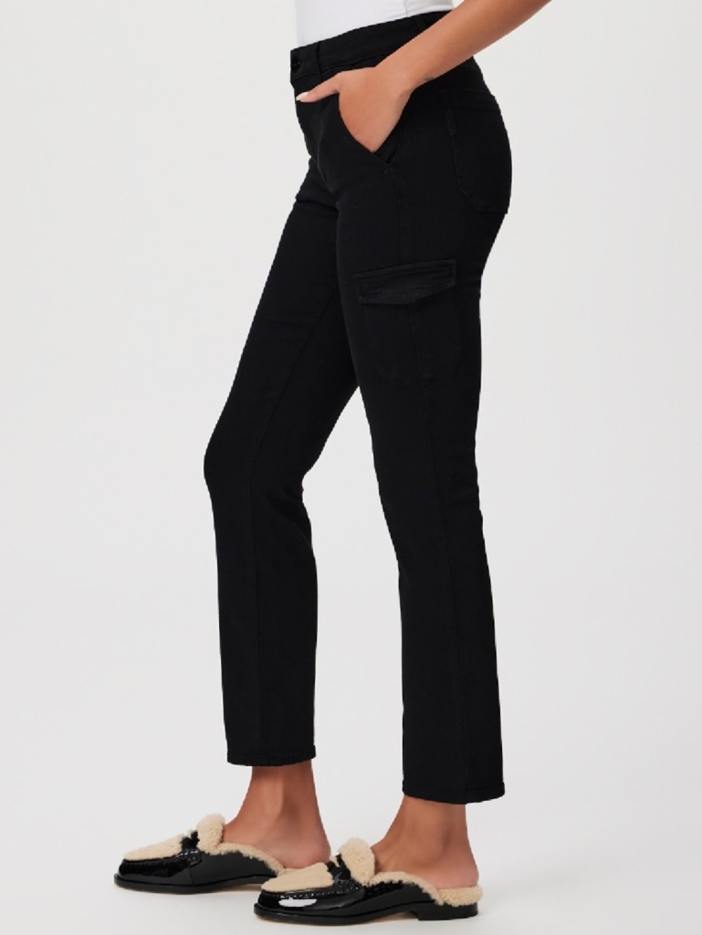 PAIGE NWT 25 / 0 1 XS Jolie Straight Leg Jogger Black jeans pants cargo pockets